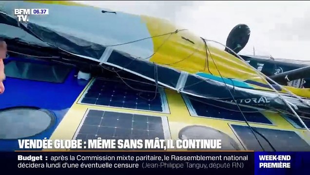 Vendée Globe: même sans mât, Arnaud Boissières garde espoir