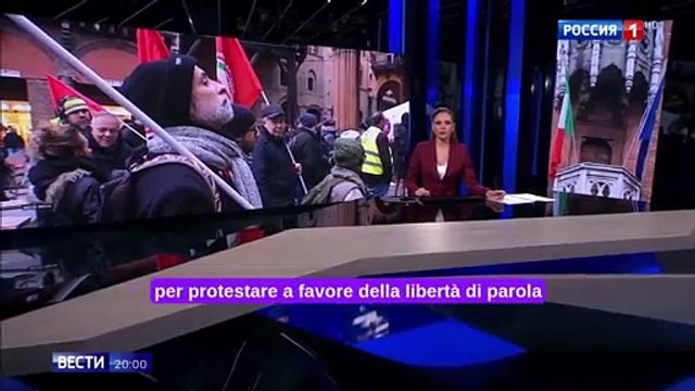 Il servizio della tv di Stato russa a Bologna: «In Italia non c'è libertà di parola, solo i social network sono liberi»