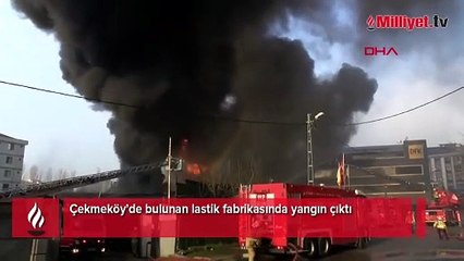 İstanbul'da lastik fabrikasında korkutan yangın