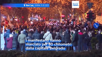Serbia: manifestanti arrivati a Novi Sad dopo due giorni di marcia