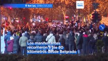 Protestas en Serbia: Cientos de estudiantes llegan a Novi Sad tras dos días de marcha desde Belgrado
