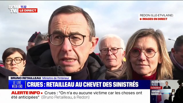 Bruno Retailleau et Agnès Pannier-Runacher sont à Redon en Ille-et-Vilaine, au chevet des sinistrés