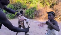 See how Hadza boys preparing their favorite food middle of nowhere