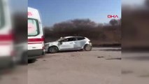 Karşı yöne geçen otomobil, ambulans ve TIR ile çarpıştı: 1 ölü, 4 yaralı