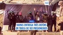 Israel liberta 183 prisioneiros palestinianos em troca de três reféns do Hamas
