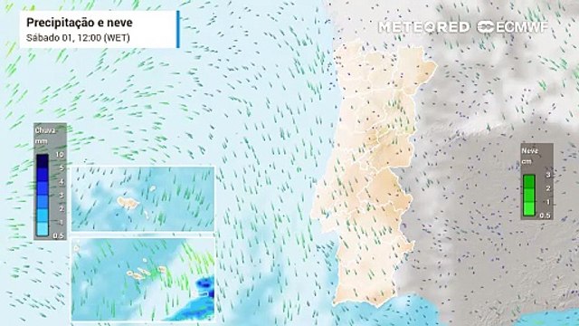 Este domingo, 2 de fevereiro, prevê-se chuva e neve nestas regiões de Portugal