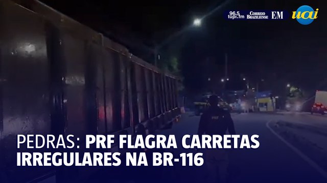 PRF flagra carretas irregulares com toneladas de pedras na BR-116