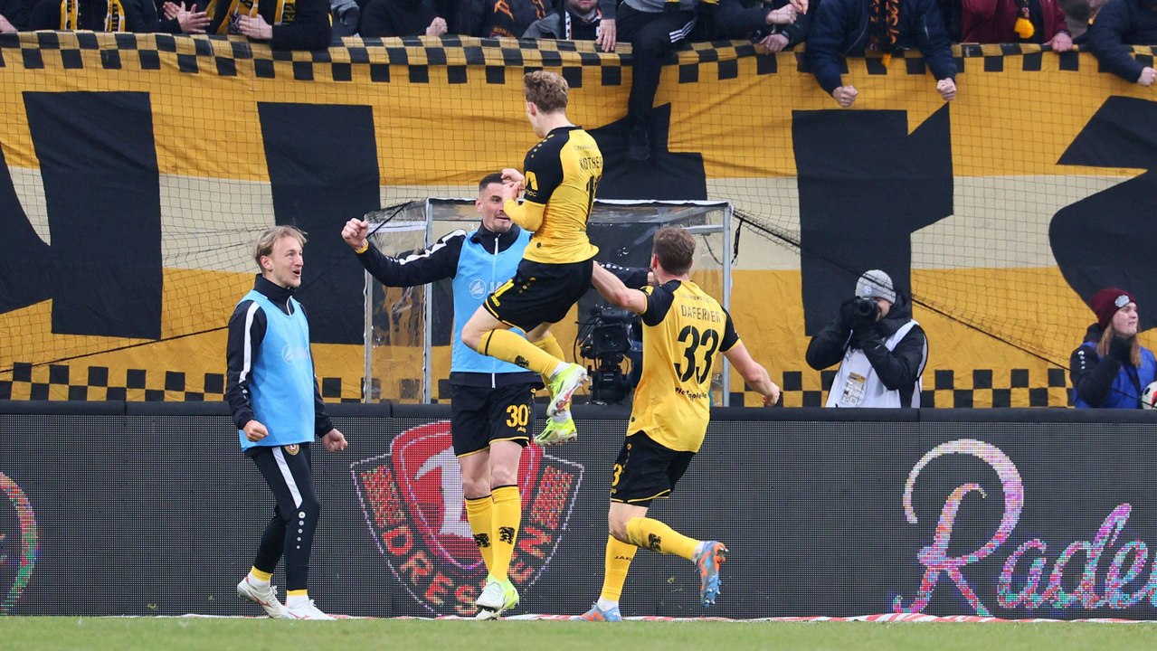 Grätschen-Assist und Jubel-Explosion: Dynamo bezwingt Aue
