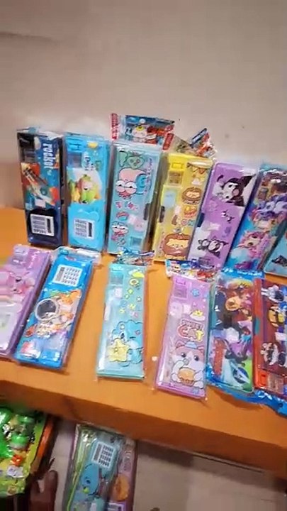 Cartoon Printed Dual Sided Pencil Box with Calculator Compass Magnetic Pencil Box