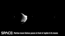 Martian Moon Deimos Pass In Front Of Jupiter And Its Moons