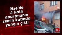 Rize'de 4 katlı apartmanın zemin katında yangın çıktı