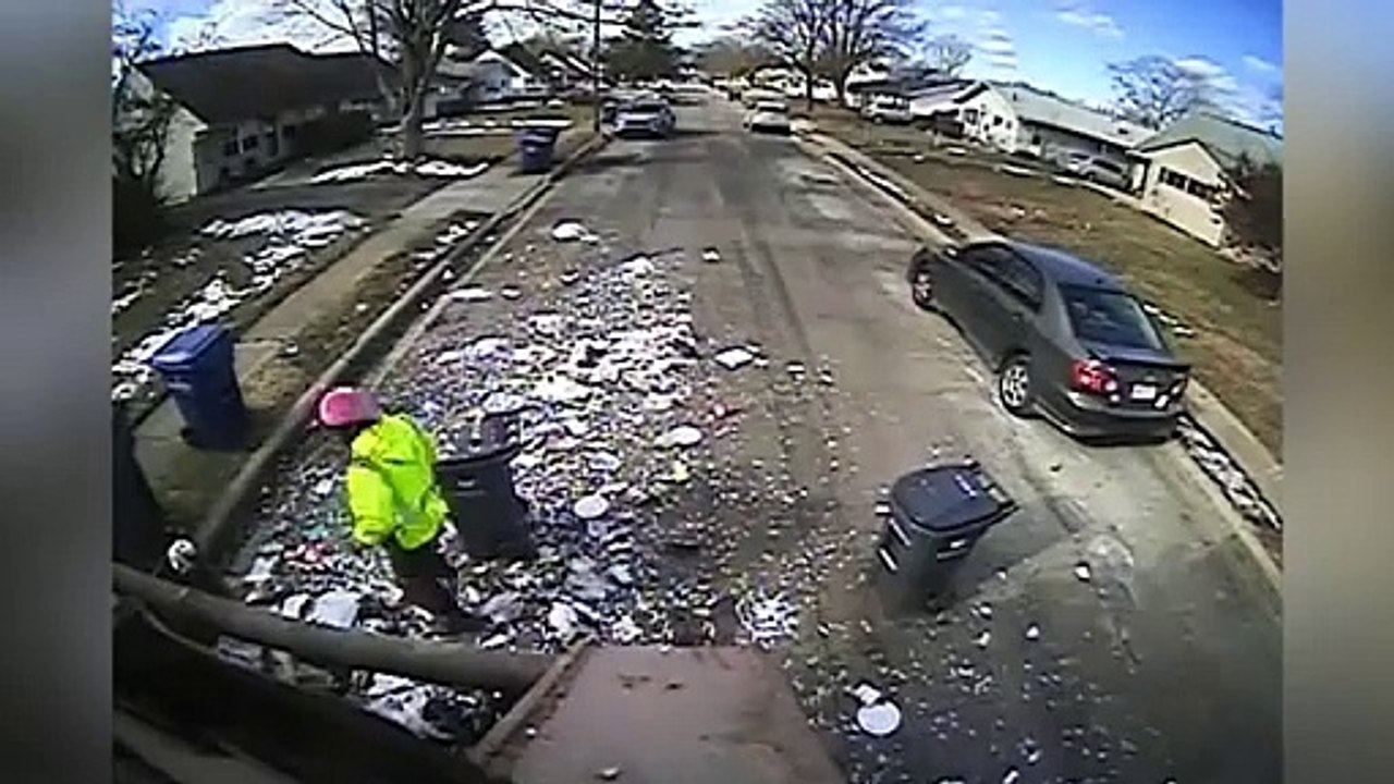 Oxygen tank explodes inside garbage truck as bin collector narrowly avoids disaster