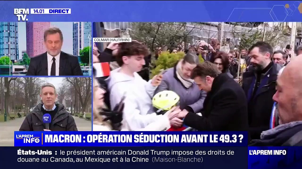 Emmanuel Macron interpellé sur le désordre à l'Assemblée nationale à l'occasion d'un bain de foule à Colmar