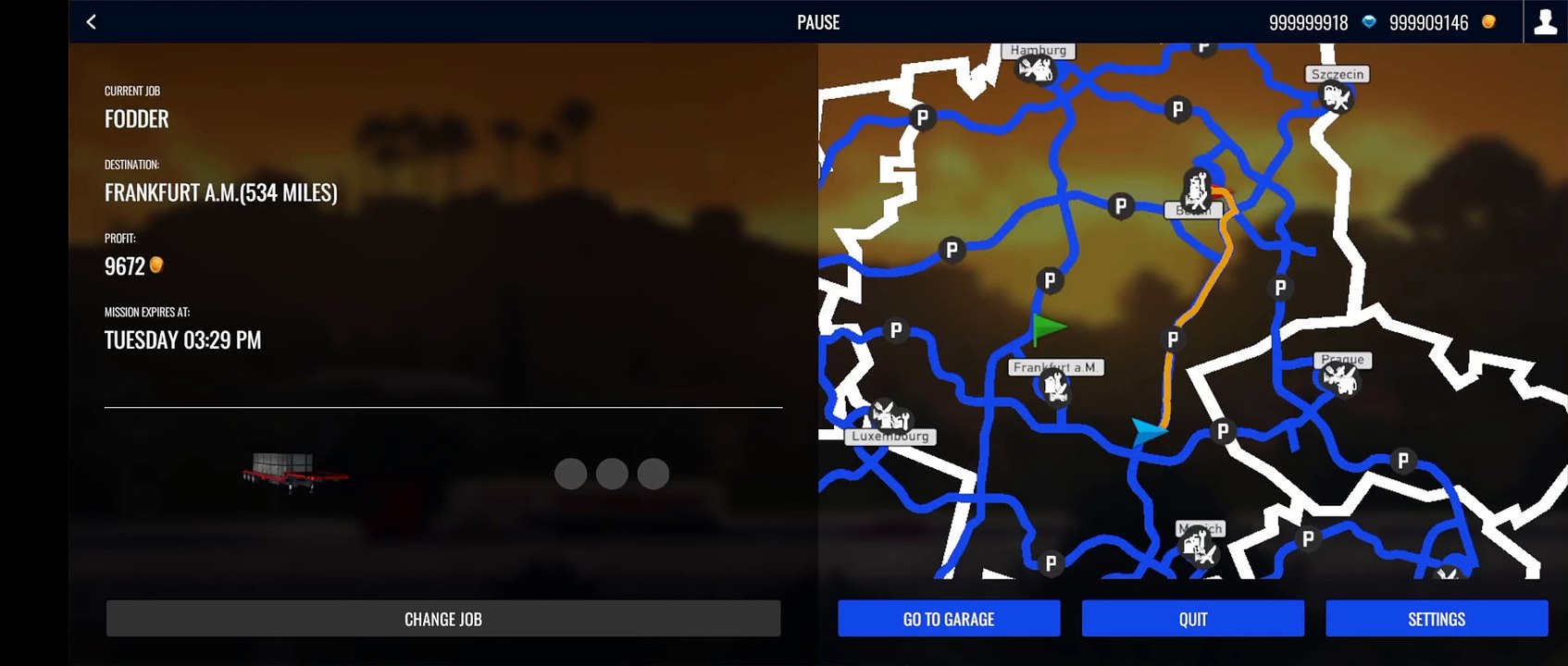 I'm playing [truck simulator pro Europe] without money 我正在玩【歐洲卡車模擬專業版】，沒錢