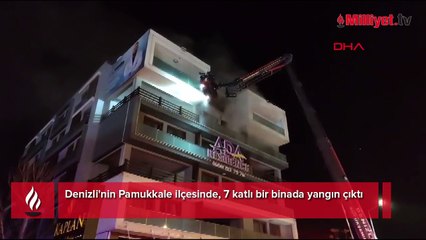 SON DAKİKA! Denizli'de 7 katlı binada korkutan yangın