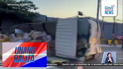 Tumagilid na truck sa may Meycauayan, nagdulot ng traffic sa NLEX na umabot sa Valenzuela | Unang Balita