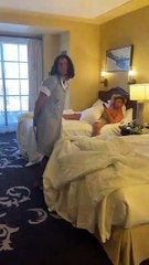 Hotel guest is innaproproate with cleaning staff and gets caught!
