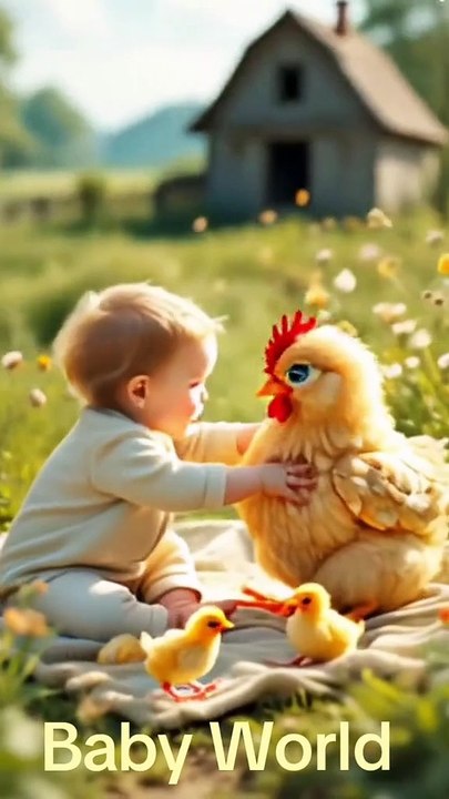 Baby playing with animals ❤️