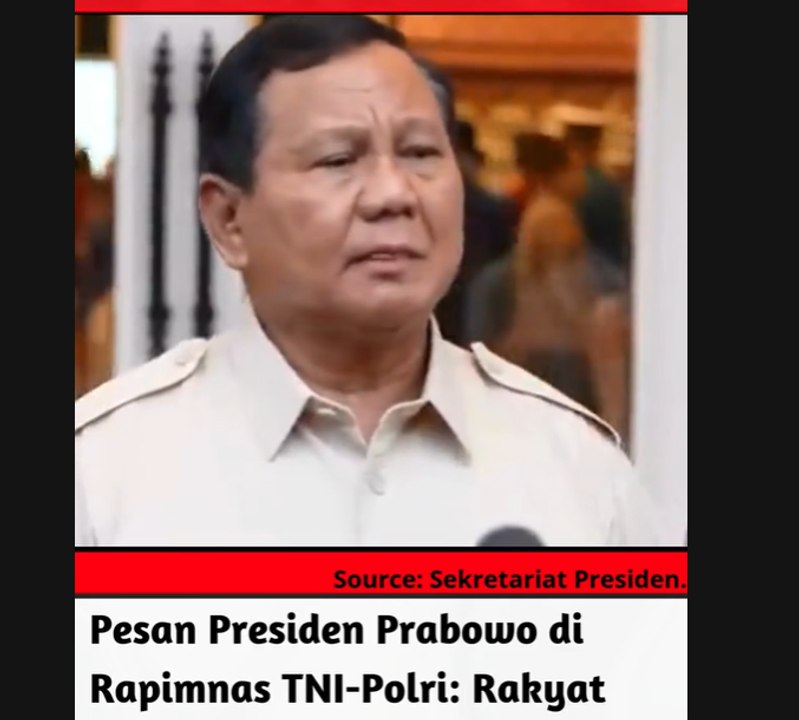Pesan Presiden Prabowo di Rapimnas TNI-Polri: Rakyat yang Menggaji Kalian!