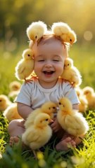chicks playing with baby