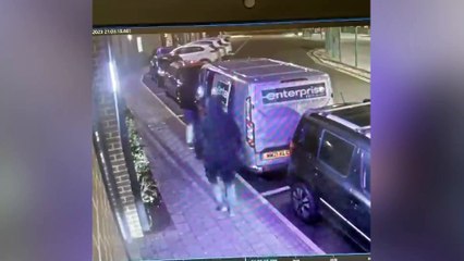 Moment thief steals £12,000 of tools from van