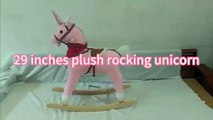 New sunrise factory manufacture customize 29 inches foamed pink plush rocking unicorn doll with music and motion(medium)