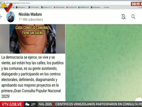 Pdte. Nicolás Maduro celebra ejercicio democrático de los venezolanos en la Consulta Nacional 2025