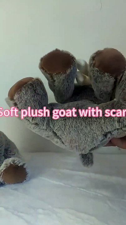 yangzhou new sunrise manufacture customized lovely soft stuffed plush christmas goat animal toy with fleece scarf for Europe