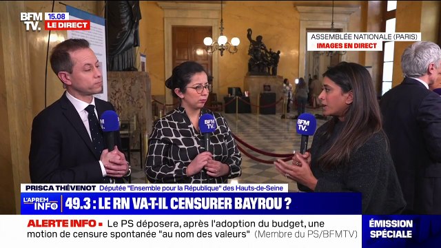 Les budgets n'auraient pas pu être adoptés par le vote , estime Prisca Thévenot, député Ensemble, au sujet de l'utilisation du 49.3 par François Bayrou