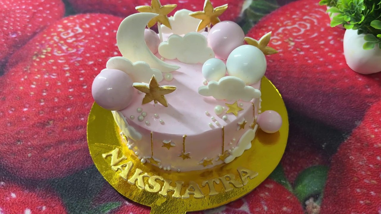 Newborn Baby Girl Welcome Cake Design | Semi Fondant Cake | Cake Decoration Ideas |