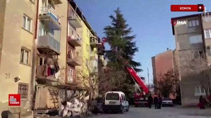 Konya'da 5 katlı apartman çökme riskine karşı boşaltıldı