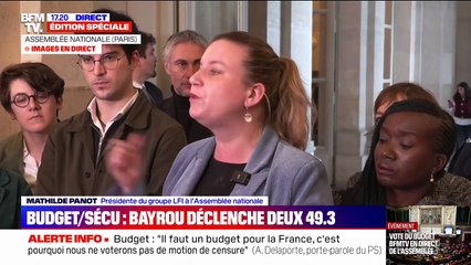 Mathilde Panot (LFI): "La logique veut que tous les opposants votent la motion de censure"