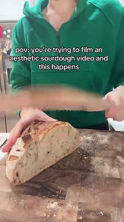 Woman's Knife Breaks While Cutting Bread