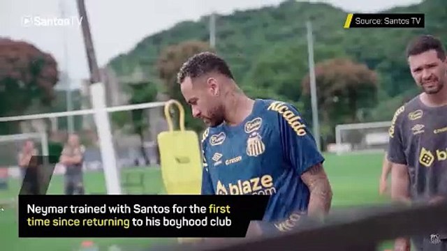 Neymar trains with Santos for the first time