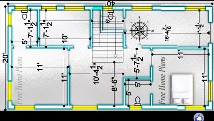 20x40 2BHK Home Autocad plan 496