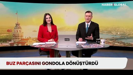 Bayburt'ta kopan buz kütlesinin üzerinde yaptıkları şoke etti