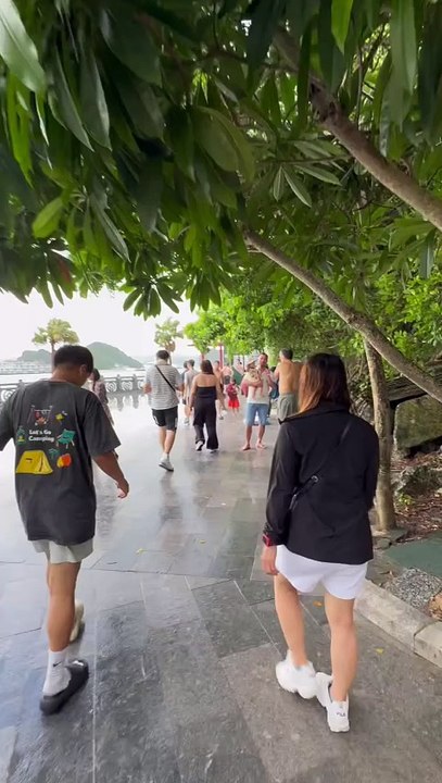 "🏝️✨ Explored the stunning Titop Island – hiked, swam, and soaked in the views! Now back on the cruise, sailing through Halong Bay's magic. 🌊🚤