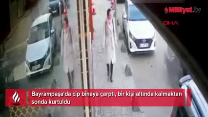 Cip binaya çarptı, bir kişi altında kalmaktan sonda kurtuldu