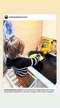 Il semble que le petit dernier, Vahé, dont le père est Alessandro suivent leurs traces Le fils d'Alessandro Belmondo, Vahé, cuisine comme papa