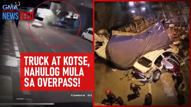 Truck at kotse, nahulog mula sa overpass! | GMA Integrated Newsfeed