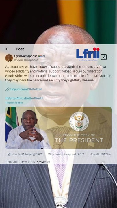 Conflit RDC / Rwanda : l’Afrique du Sud apporte toujours son soutien à la RDC