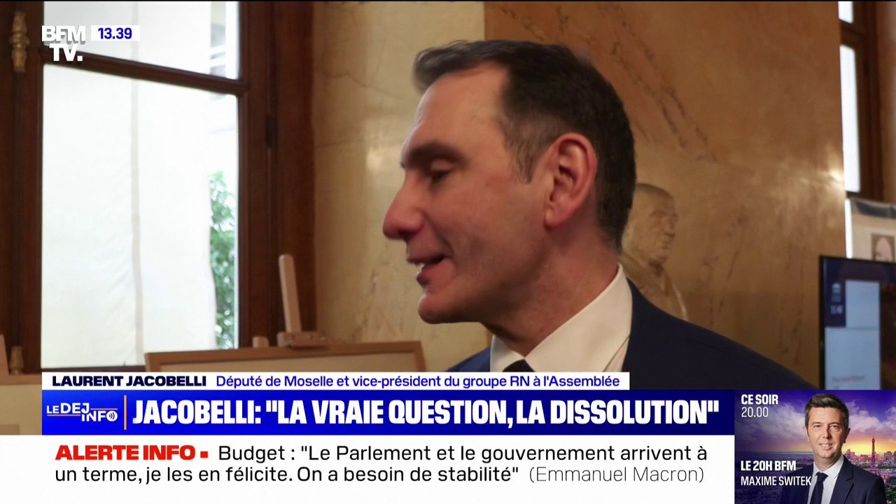 Motion de censure: "La vraie question, c'est la dissolution", estime Laurent Jacobelli (RN)