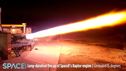 SpaceX's Raptor Engine During A 15 Degree Gimbal Test Fire