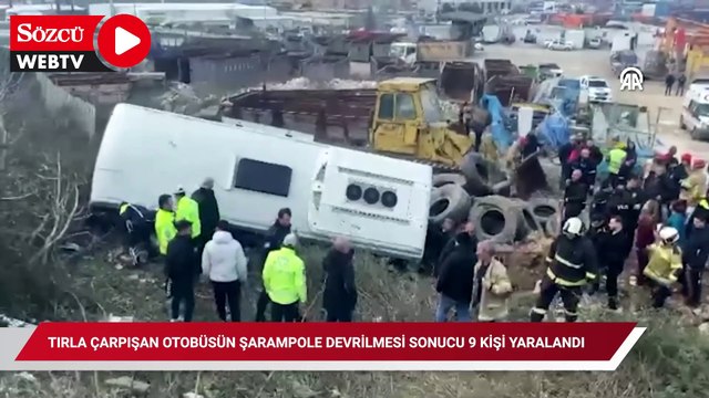 Tırla çarpışan otobüsün şarampole devrilmesi sonucu 9 kişi yaralandı