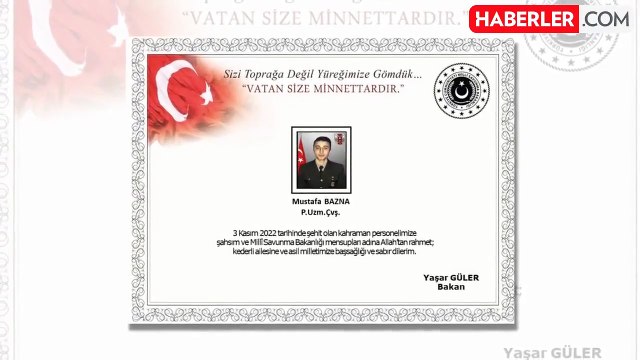 Şehit Piyade Uzman Çavuş Mustafa Bazna'nın naaşı 3 yıl sonra bulundu