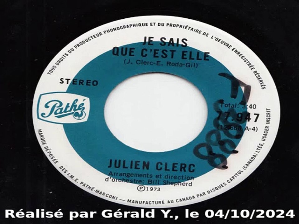 Julien Clerc_Je sais que c'est elle (1973)karaoké
