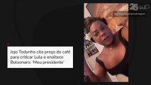 Jojo Todynho cita preço do café para criticar Lula e enaltece Bolsonaro: ‘Meu presidente’