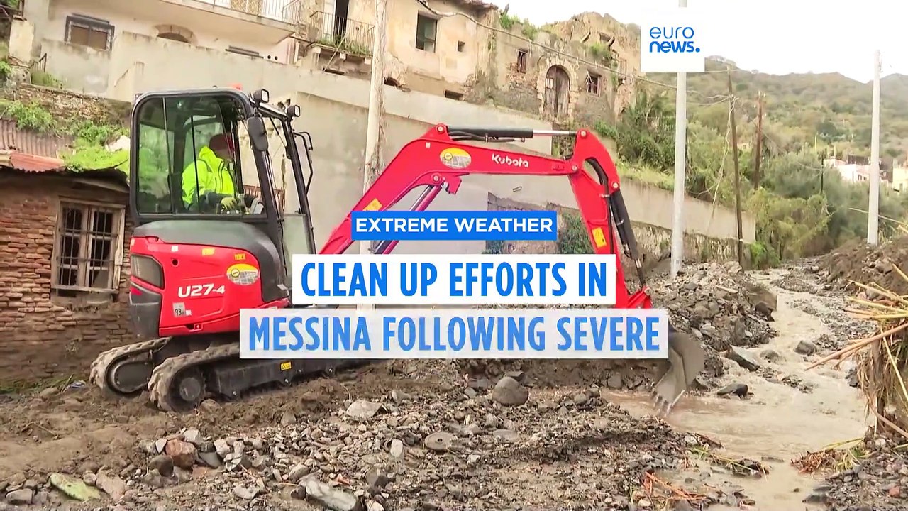 Clean up efforts are underway in the Italian city of Messina following severe floods