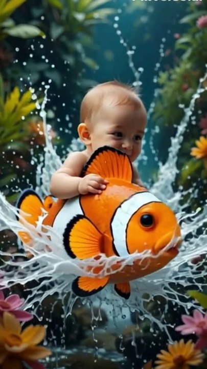 Baby Enjoying  under the water  #fish #baby #viral #fyp #trending #foryou