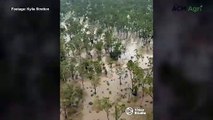 Helicopter footages shows severe flooding in northern Queensland